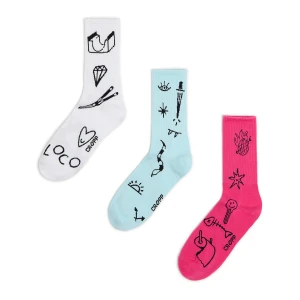 Cropp - 3 pack długich skarpet z piktogramami - wielobarwny
