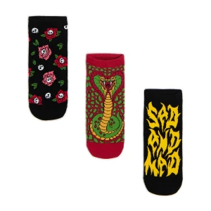 Cropp - 3 pack kolorowych skarpetek stopek - czerwony
