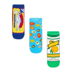 Cropp - 3 pack krótkich skarpet ze śmiesznymi motywami - wielobarwny