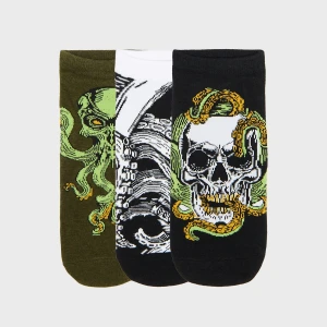 Cropp - 3 pack krótkich skarpet - zielony