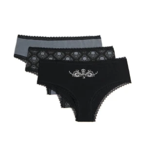 Cropp - 3 pack majtek hipster z motywem tribal - czarny