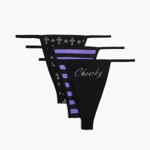 Cropp - 3 pack majtek w trzech wzorach - czarny