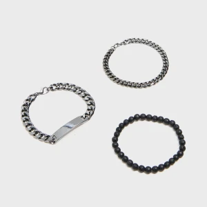 Cropp - 3 pack męskich bransolet - czarny