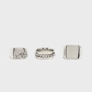 Cropp - 3 pack pierścieni - srebrny
