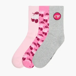 Cropp - 3 pack skarpet Coca-Cola - różowy