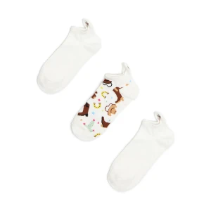 Cropp - 3 pack skarpet stopek w kowbojskim stylu - biały