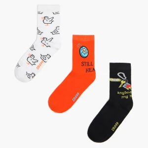 Cropp - 3 pack skarpet w retro stylu - pomarańczowy