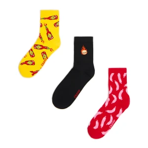 Cropp - 3 pack skarpet z autorskim nadrukiem - wielobarwny