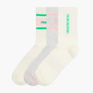 Cropp - 3 pack skarpet z hasłami motywacyjnymi - wielobarwny