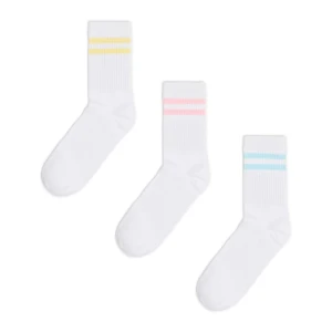 Cropp - 3 pack skarpet z kolorowymi paskami - biały