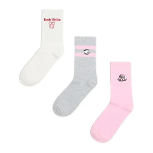 Cropp - 3 pack skarpet z książkowym motywem - wielobarwny