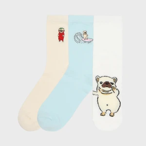 Cropp - 3 pack skarpet z mopsami - wielobarwny