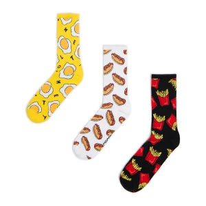 Cropp - 3 pack skarpet z motywem jedzenia - wielobarwny