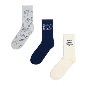 Cropp - 3 pack skarpet z motywem książki - wielobarwny