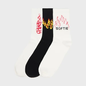 Cropp - 3 pack skarpet z motywem płomieni - wielobarwny