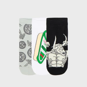 Cropp - 3 pack skarpet z motywem siłowni - szary