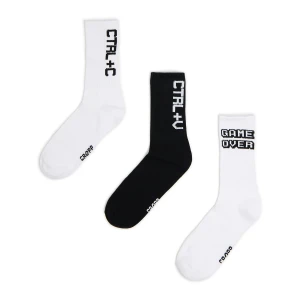 Cropp - 3 pack skarpet z napisami - biały
