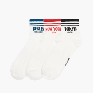 Cropp - 3 pack skarpet z napisami - kremowy