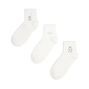 Cropp - 3 pack skarpet z naszywkami - biały