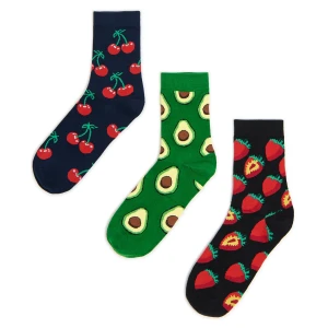 Cropp - 3 pack skarpet z owocowym motywem - wielobarwny