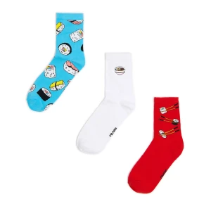 Cropp - 3 pack skarpet z sushi i ramenem - wielobarwny