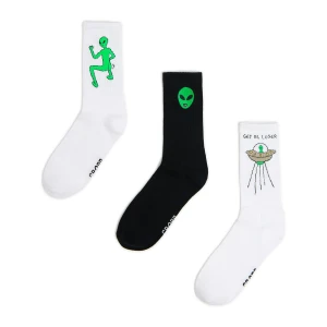 Cropp - 3 pack skarpet z ufo - zielony