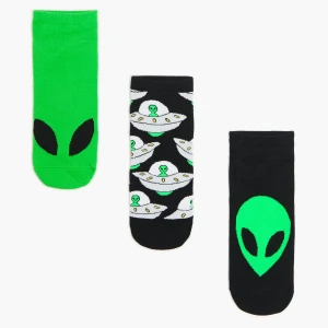 Cropp - 3 pack skarpet z UFO - zielony