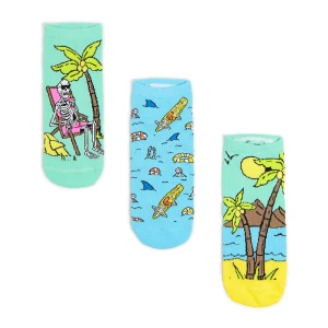 Cropp - 3 pack skarpet z wakacyjnym motywem - niebieski
