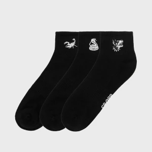 Cropp - 3 pack skarpet ze zwierzęcym motywem - czarny