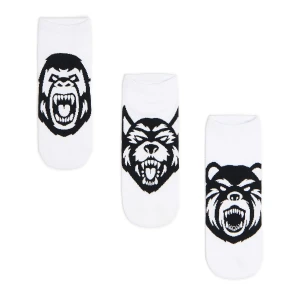 Cropp - 3 pack skarpetek ze zwierzęcym motywem - biały