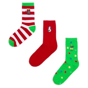 Cropp - 3 pack świątecznych skarpet z kotami - wielobarwny