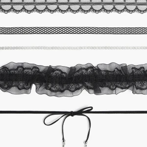 Cropp - 5 pack naszyjnik typu choker - czarny