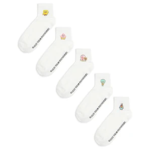 Cropp - 5 pack skarpet z haftem SpongeBob Squarepants - biały