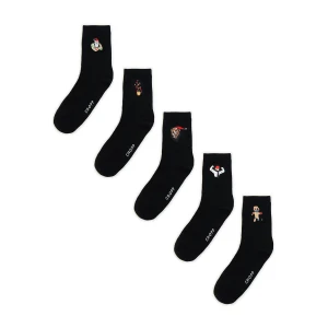 Cropp - 5 pack skarpet ze świątecznymi motywami - czarny