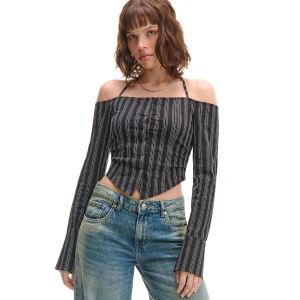 Cropp - Asymetryczna koszula z wiązaniem - czarny