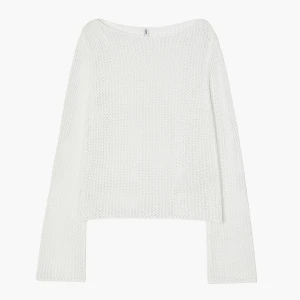Cropp - Ażurowy biały sweter - biały