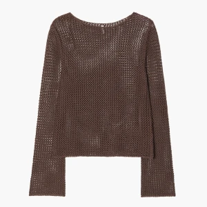 Cropp - Ażurowy brązowy sweter - brązowy