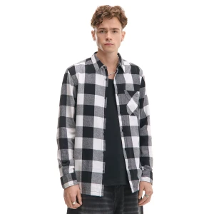 Cropp - Bawełniana koszula w czarno-białą kratę - czarny