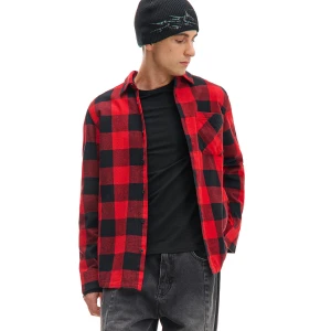 Cropp - Bawełniana koszula w czarno-czerwoną kratę - czerwony