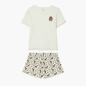 Cropp - Bawełniana piżama z motywem jamnika - kremowy