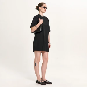 Cropp - Bawełniana sukienka T-shirt - czarny