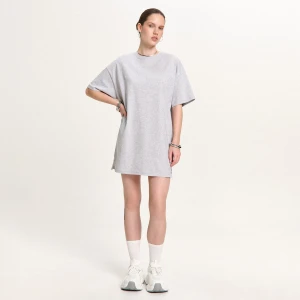 Cropp - Bawełniana sukienka T-shirt - jasny szary