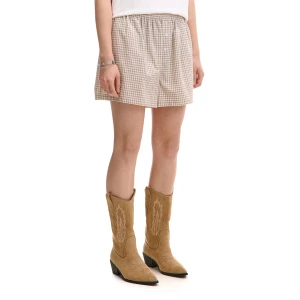 Cropp - Bawełniane szorty w beżową kratkę - beżowy