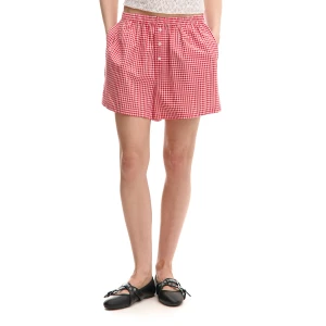 Cropp - Bawełniane szorty w czerwoną kratkę - czerwony