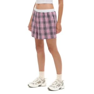 Cropp - Bawełniane szorty w kratę - różowy