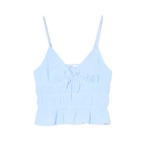 Cropp - Bawełniany top na ramiączkach - błękitny