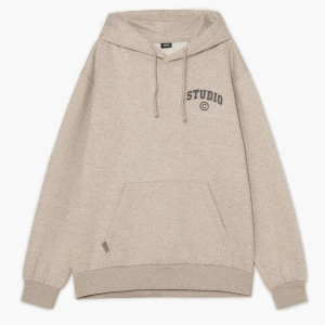 Cropp - Beżowa bluza hoodie z minimalistycznym nadrukiem - beżowy