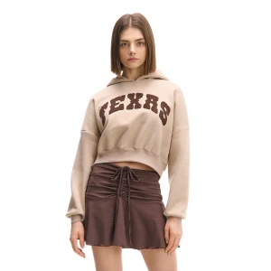 Cropp - Beżowa bluza z kapturem i napisem TEXAS - beżowy