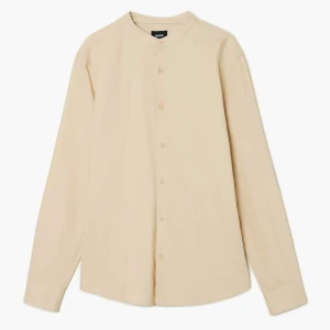 Cropp - Beżowa koszula slim ze stójką - beżowy