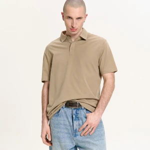 Cropp - Beżowa koszulka polo - beżowy